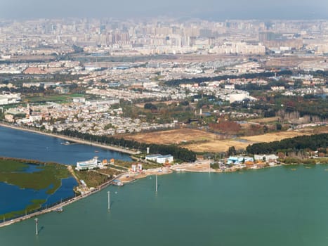 Panorama of Kunming,China,cityscape taken from the West Mountains