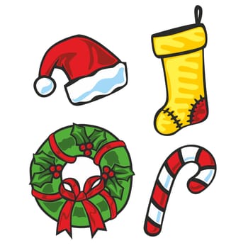 vector illustration of Christmas items