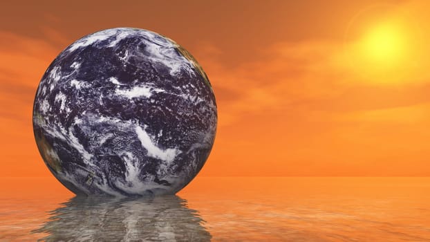 Illustration on the topic Science - Earth - Sunset - 3D