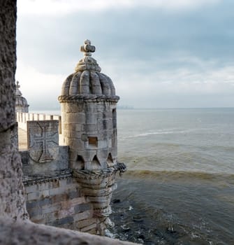Detail of Torre de Belem in Lisbon, Portugal