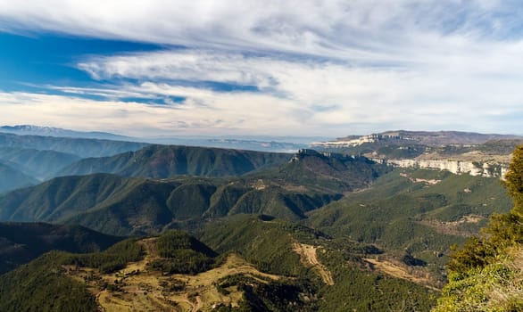Mountainous landscape Catalan, Barcelona Spain, early in the morning