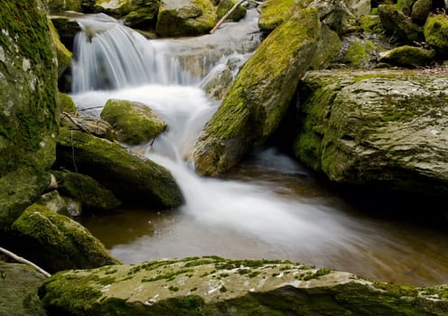 Rock Waterfall and silky effect, taken in a river Catalan Spain