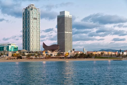Overview of Barcelona Spain to Mananecer, Taken from the Barceloneta beach.