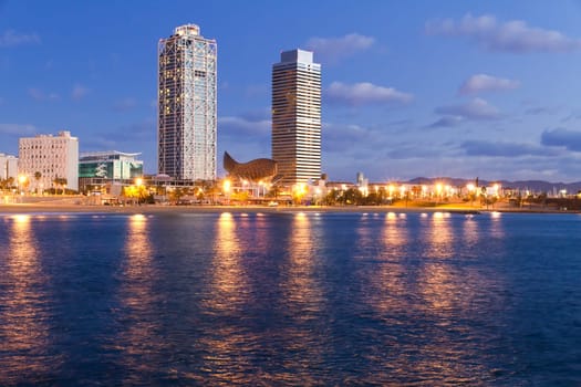 Overview of Barcelona Spain to Mananecer, Taken from the Barceloneta beach.
