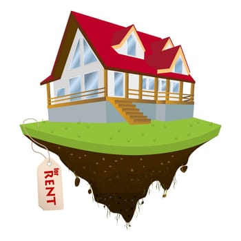House for rent, conceptual real-estate icon on white background