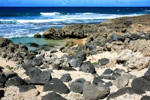 The Hawaiian coast on the Pacific Ocean