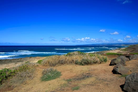 The Hawaiian coast on the Pacific Ocean