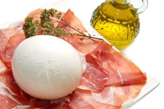 fresh italian  mozzarella with ham