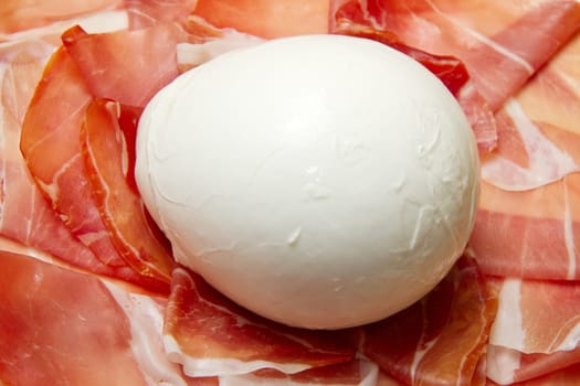 fresh italian  mozzarella with ham