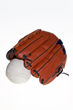 The baseball glove  on the white background
