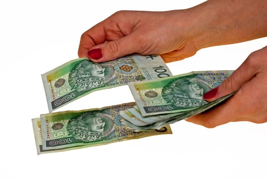 Conversion of cash notes on a white background