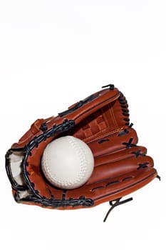 The baseball glove  on the white background