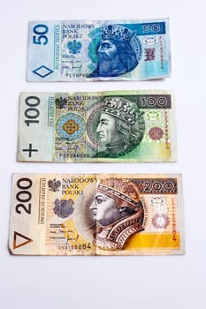 Polish money on the white background