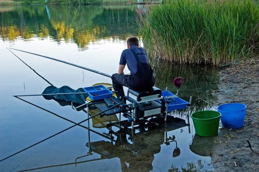 fishing on the lake in the southern part of Poland