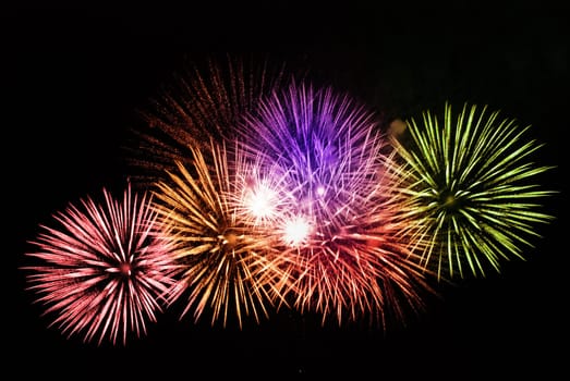 Colorful Fireworks in the night sky