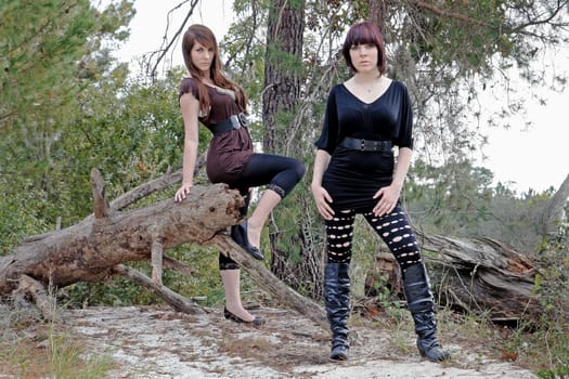 Women in the wild nature