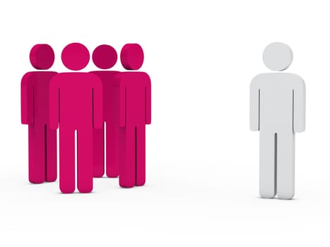 3d business team white success leader pink