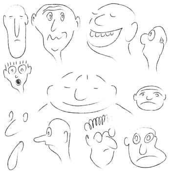 illustration of the various characters - hand drawn