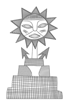 Illustration of the God of Sun - God of the pre-Columbian civilization