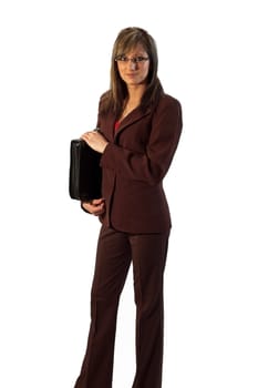 Young businesswoman isolated on white background