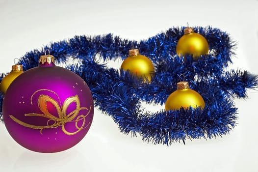 Christmas glass ball decoration on white background