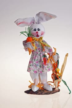 Easter bunny and colorful painted eggs