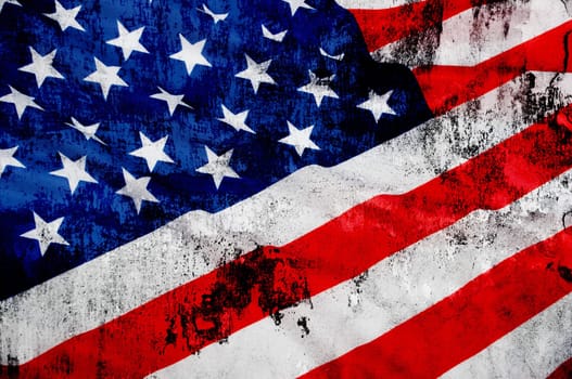 Closeup of Glossy Flag of United States of America - US Flag Drapery