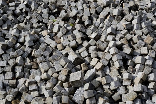 Small granite paving for road construction