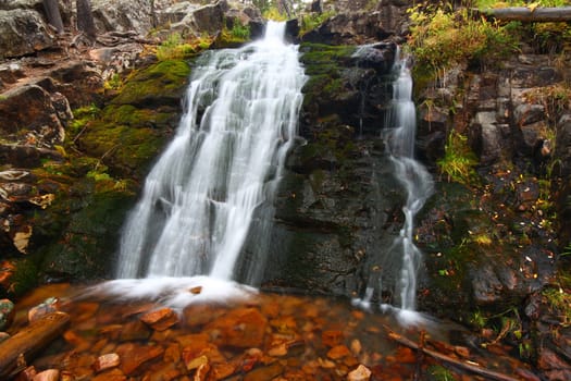 Upper Memorial Falls in the Lewis and Clark National Forest of Montana.