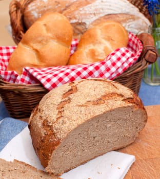 Bakery - Loaf of Bread and Rolls in Basket