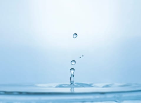 Blue water droplets, macro photography