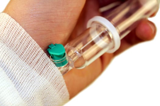 Hand with infusion set