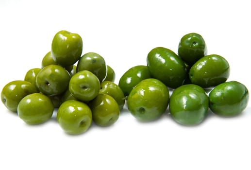 green olives  on a white background