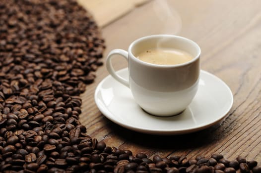 cup of coffee and beans