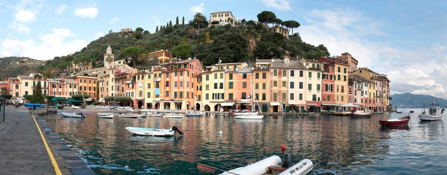overview of the village of Portofino in Italy