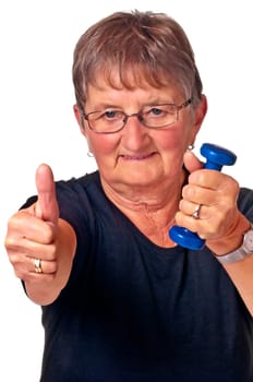 Senior woman trains