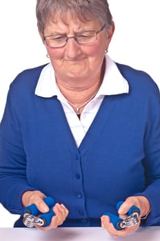 Senior woman trains