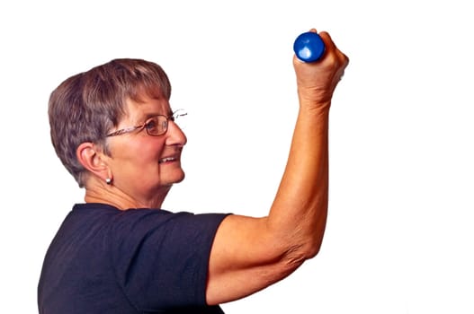 Senior woman trains