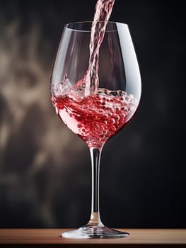 Pouring red wine into an elegant glass. Wine making and tasting concept. Romantic weekend vibe with alcohol AI