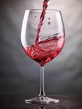 Pouring red wine into an elegant glass. Wine making and tasting concept. Romantic weekend vibe with alcohol AI