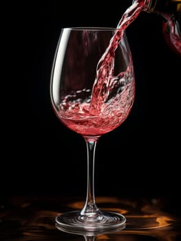 Pouring red wine into an elegant glass. Wine making and tasting concept. Romantic weekend vibe with alcohol AI