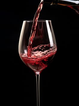 Pouring red wine into an elegant glass. Wine making and tasting concept. Romantic weekend vibe with alcohol AI