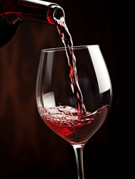 Pouring red wine into an elegant glass. Wine making and tasting concept. Romantic weekend vibe with alcohol AI