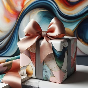 Beautiful packaging for the holiday. Generative AI. High quality photo