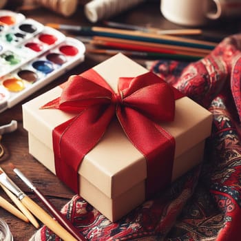 Beautiful packaging for the holiday. Generative AI. High quality photo