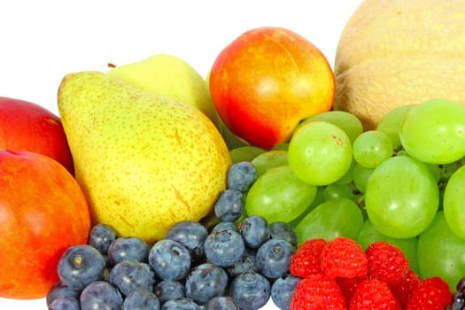 Mix of juicy fruit  isolated on white