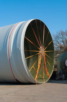 large pvc tubes placed outside for futher transport