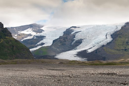 Vatnajokull glacier in Iceland with clouds