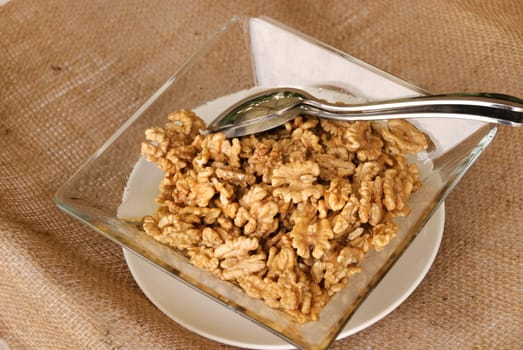 walnuts with a silver spoon