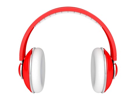 Red DJ headphones isolated on white